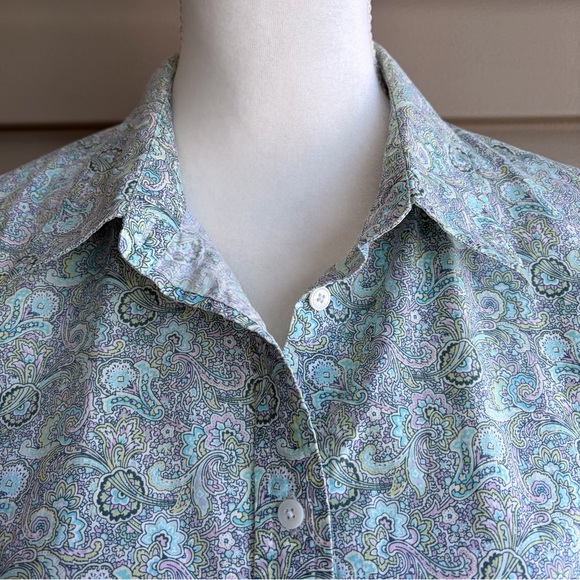 •Talbots• Paisley Stretch Poplin Button-Down Shirt – Size 14 - Picture 3 of 8